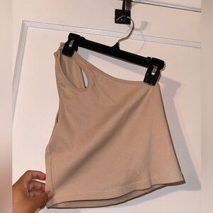 Zara tan one shoulder crop top tank large